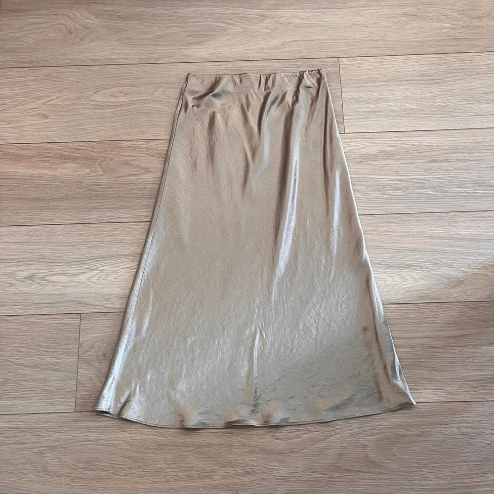Babaton Champagne Satin Maxi Skirt Women 90s minimalist quiet luxury clean girl